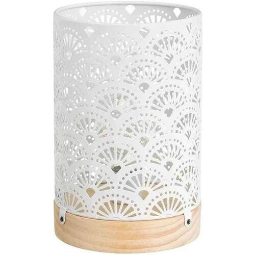 Grande Lampe De Table Esprit Lampes à poser Unimasa Lampe LED en métal et Bois 20 cm Blanc