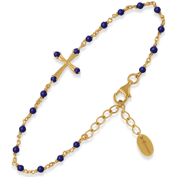 bracelets orusbijoux  bracelet en argent doré croix pierres naturelles lapis 
