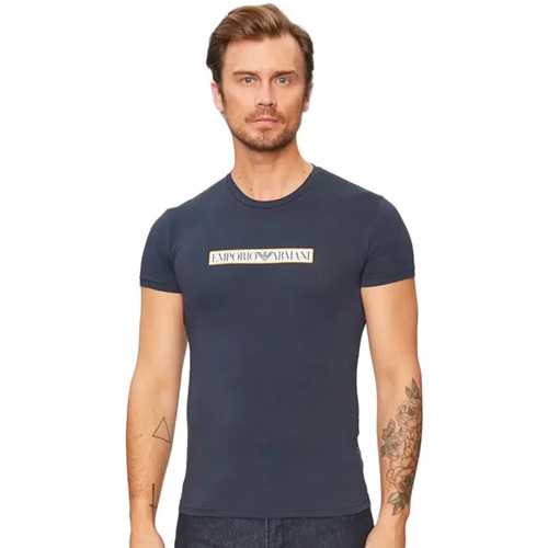Emporio Armani eagle Bleu - Livraison Gratuite | Spartoo ! - Vêtements T- shirts manches courtes Homme 69,30 €