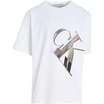 Vêtements Garçon T-shirts manches courtes Calvin Klein JEANS embellished 153206VTAH23 Blanc