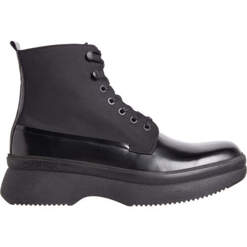 Chaussures Homme Boots Calvin Klein faux-leather JEANS lace up boot mix Noir