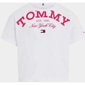Vêtements Fille Tommy Hilfiger Junior embroidered-logo T-shirt Tommy Hilfiger KG0KG07637-WHITE Blanc
