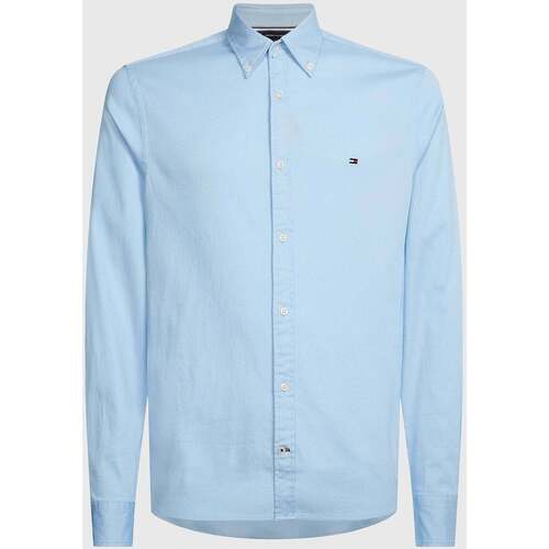 Vêtements Homme Chemises manches longues Tommy Hilfiger Chemise  ajustée bleu clair en coton stretch Bleu