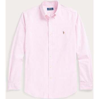Vêtements Homme Chemises manches longues Ralph Lauren Chemise rayée  ajustée rose stretch Rose