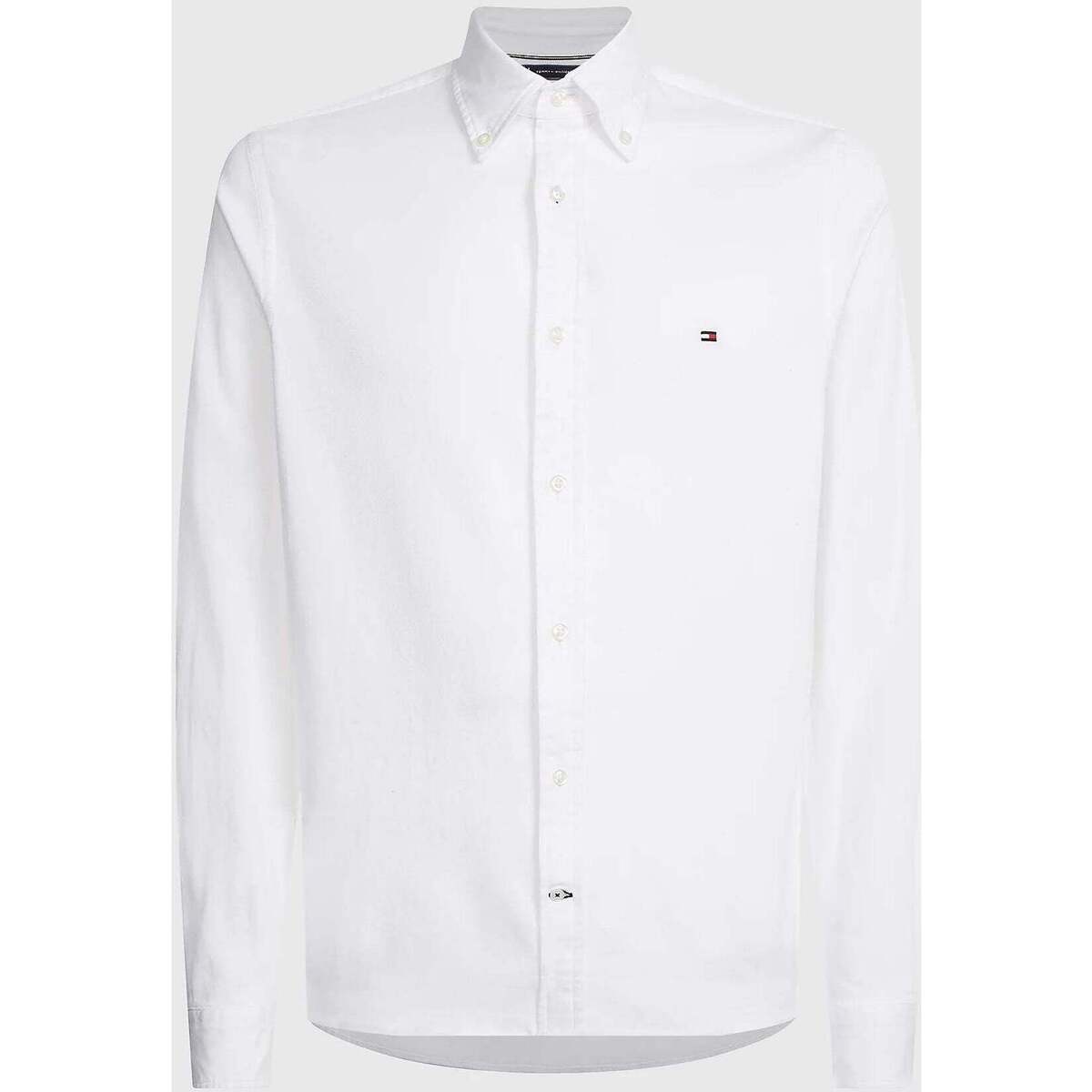 Vêtements Homme Chemises manches longues Tommy Hilfiger Chemise  ajustée blanche en coton stretch Blanc