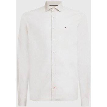 Vêtements Homme Chemises manches longues Tommy crest Hilfiger Chemise  ajustée blanche stretch Blanc