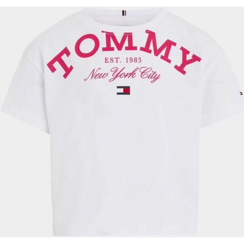 Vêtements Fille T-shirts & Polos Tommy Hilfiger KG0KG07637-WHITE Blanc