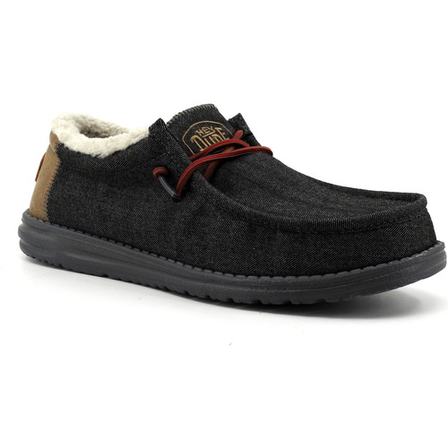 Chaussures Homme Multisport HEYDUDE Wally Sneaker Vela Pelo Uomo Black 40466-001 Noir