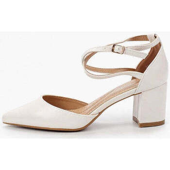Chaussures Femme Escarpins Vera Collection Escarpins blanc à brides entrecroisées, talon carré Blanc