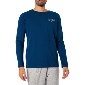 Vêtements Homme Pyjamas / Chemises de nuit Tommy Toe Hilfiger T-shirt à logo à manches longues Lounge Bleu