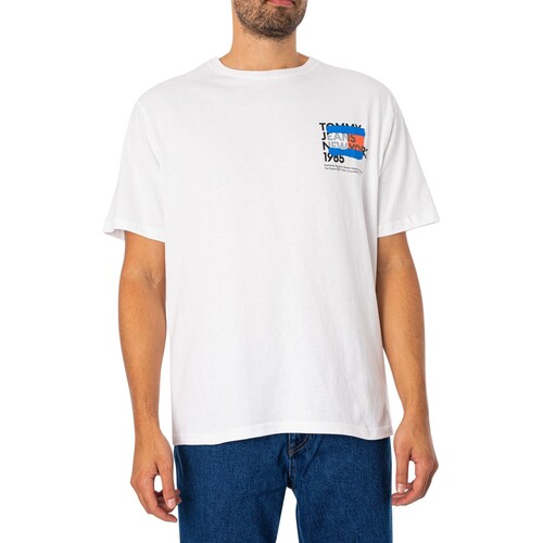 Vêtements Homme T-shirts manches courtes Tommy Jeans T-shirt avec drapeau graffiti de New York Blanc