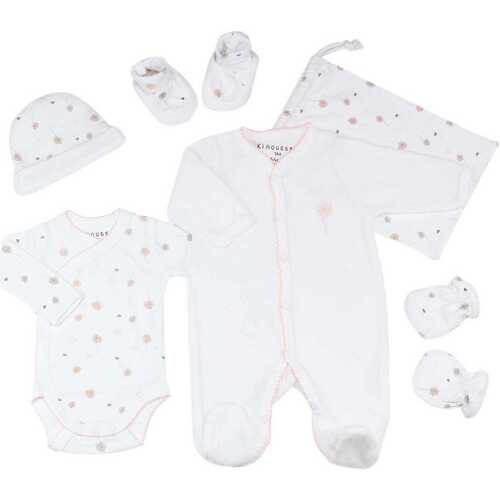 Vêtements Enfant Pyjamas / Chemises de nuit Trois Kilos Sept Kit naissance fille - Floral (6 pièces) Blanc