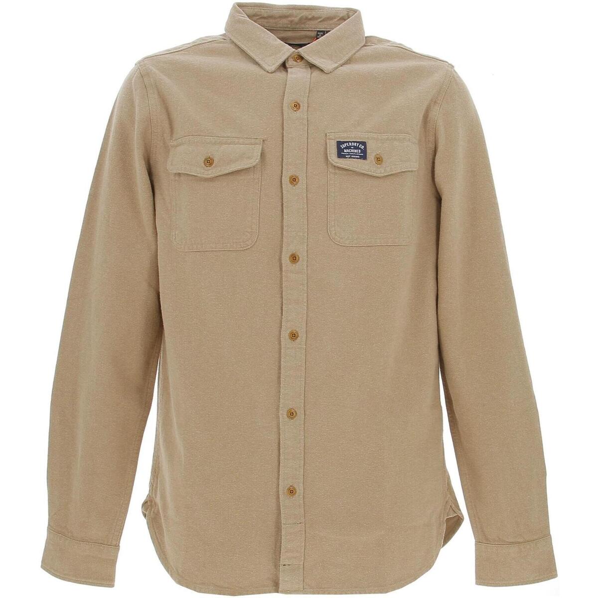 Vêtements Homme Chemises manches longues Superdry Trailsman flannel shirt sandstone brown Marron