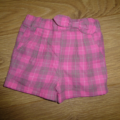 Vêtements Fille Shorts / Bermudas MES PETITS CAILLOUX Short rose avec des carreaux - 6 mois - Mes petits cailloux Rose