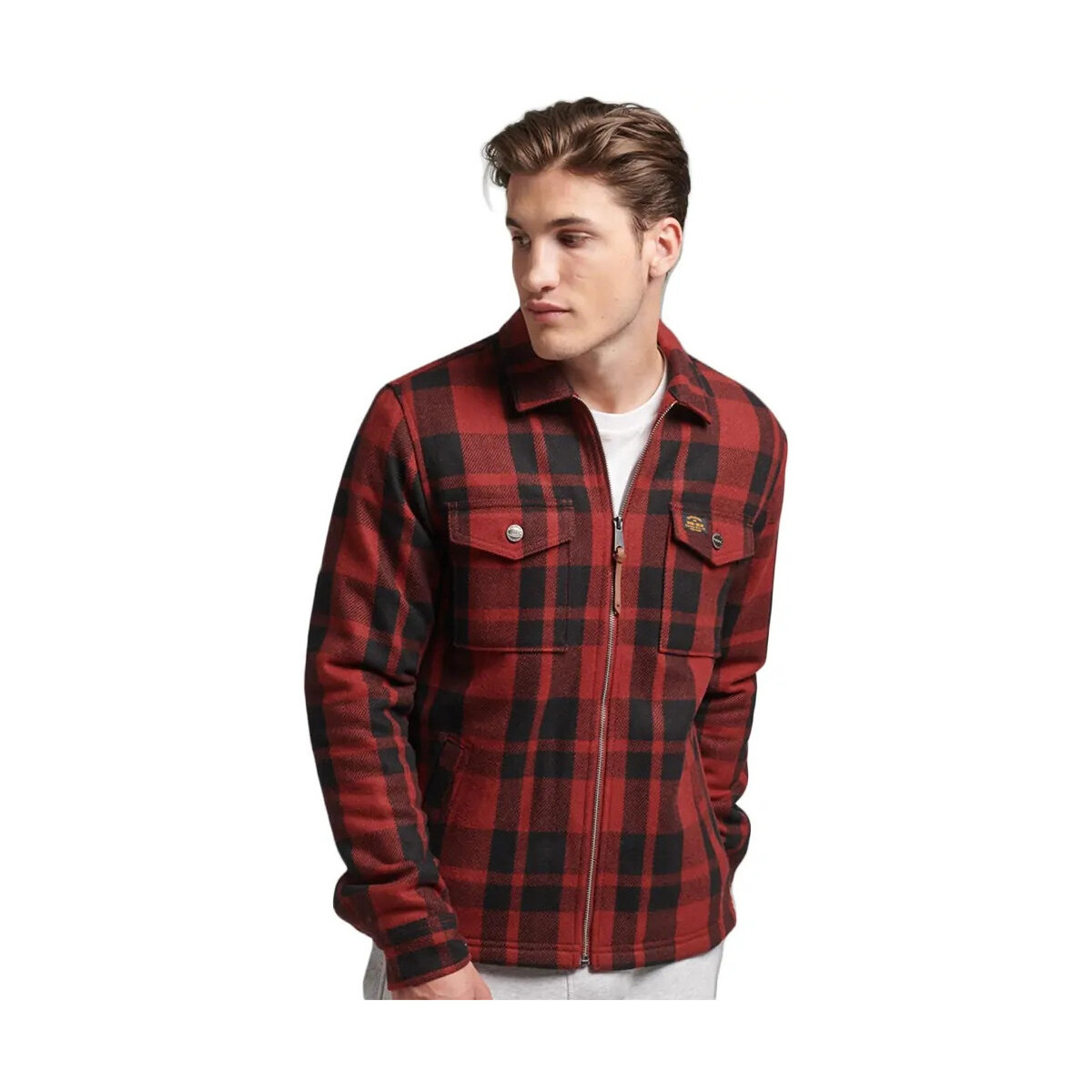 Vêtements Homme T-shirts manches longues Superdry carreaux Rouge
