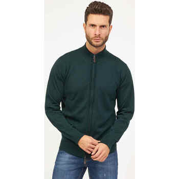 Vêtements Homme Gilets / Cardigans Sette/Mezzo Cardigan entièrement zippé Settemezzo Vert