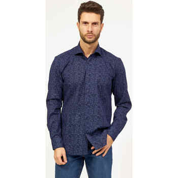 Vêtements Homme Chemises manches longues Sette/Mezzo Chemise homme Settemezzo avec micro motif all-over Bleu