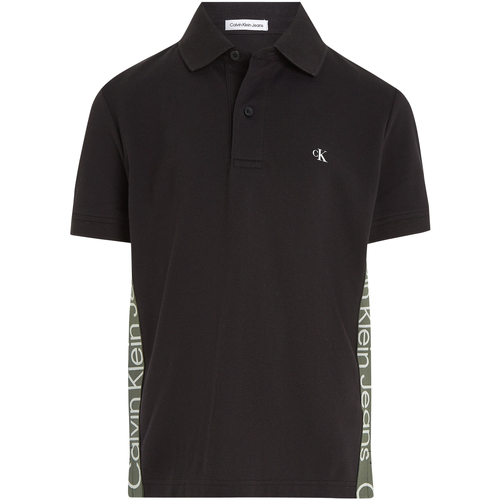 Vêtements Garçon T-shirts & Polos Calvin Klein JEANS snake Polo en maille piquée Noir