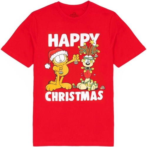 Vêtements Homme T-shirts manches longues Garfield Happy Christmas Rouge