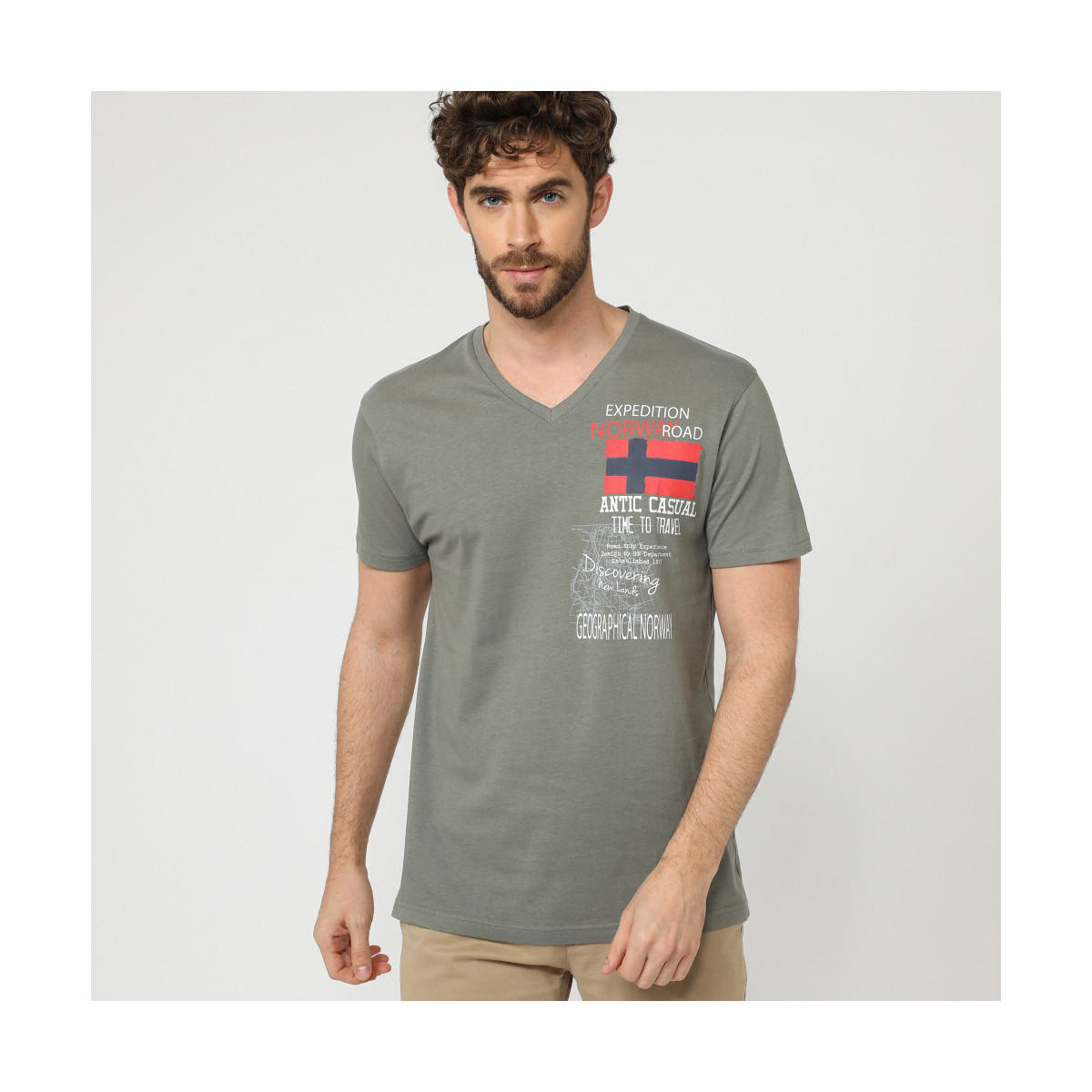Vêtements Homme T-shirts & Polos Geographical Norway JIXI t-shirt pour homme Gris