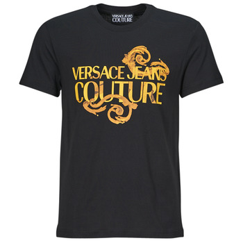 Vêtements Homme T-shirts manches courtes Versace CAMO JEANS Couture 76GAHG00 Noir / Doré