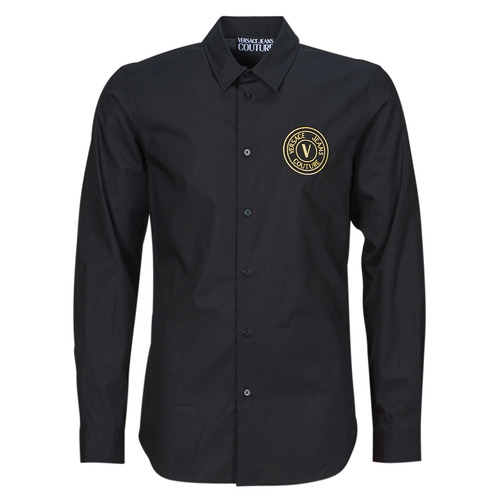 Vêtements Homme Chemises manches longues sequinned-logo cotton dress 76GALYS2 Noir / Doré