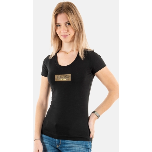 Vêtements Femme T-shirts manches courtes Guess w4ri33 Noir