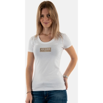 Vêtements Femme T-shirts Rose manches courtes Guess w4ri33 Blanc