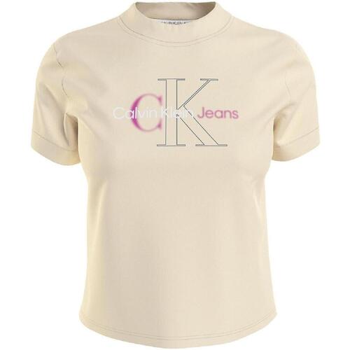 Vêtements Femme T-shirts manches courtes Calvin Klein Chrono  Beige