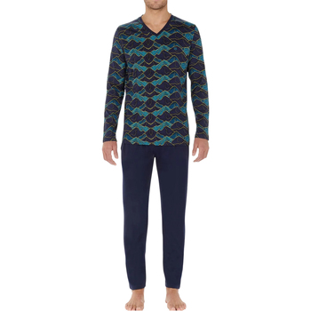 Vêtements Homme Pyjamas / Chemises de nuit Hom Pyjama coton long Bleu