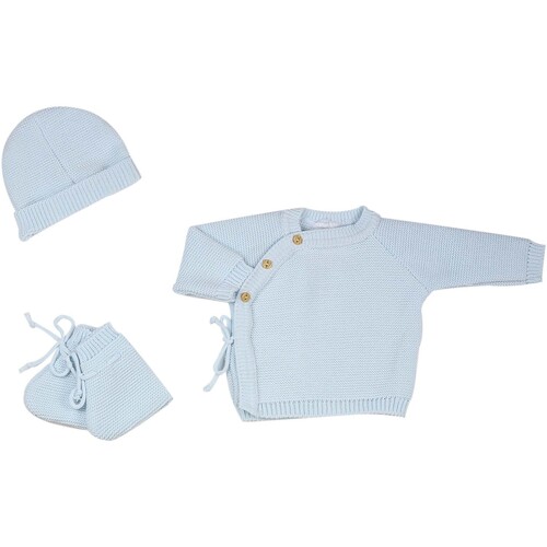 Vêtements Enfant Ensembles enfant Trois Kilos Sept Trousseau naissance - Brassière chaussons et bonnet Bleu
