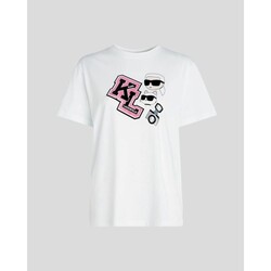 Vêtements Femme T-shirts & Polos Karl Lagerfeld 240W1727 OVERSIZED IKONIK VARSITY TEE Blanc