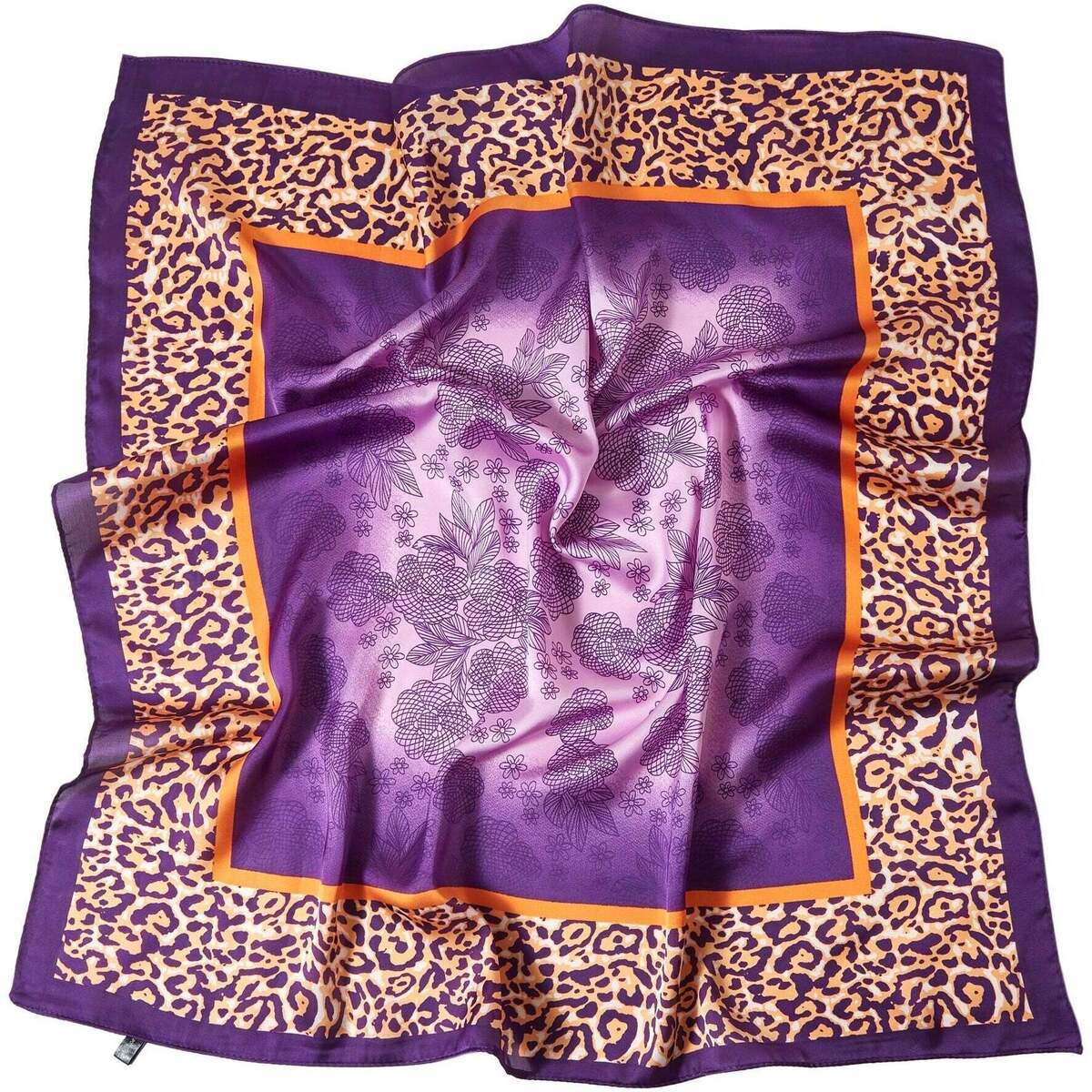 Accessoires textile Femme Echarpes / Etoles / Foulards Alberto Cabale Petit carré de Soie Chetaah Cléo Violet Violet