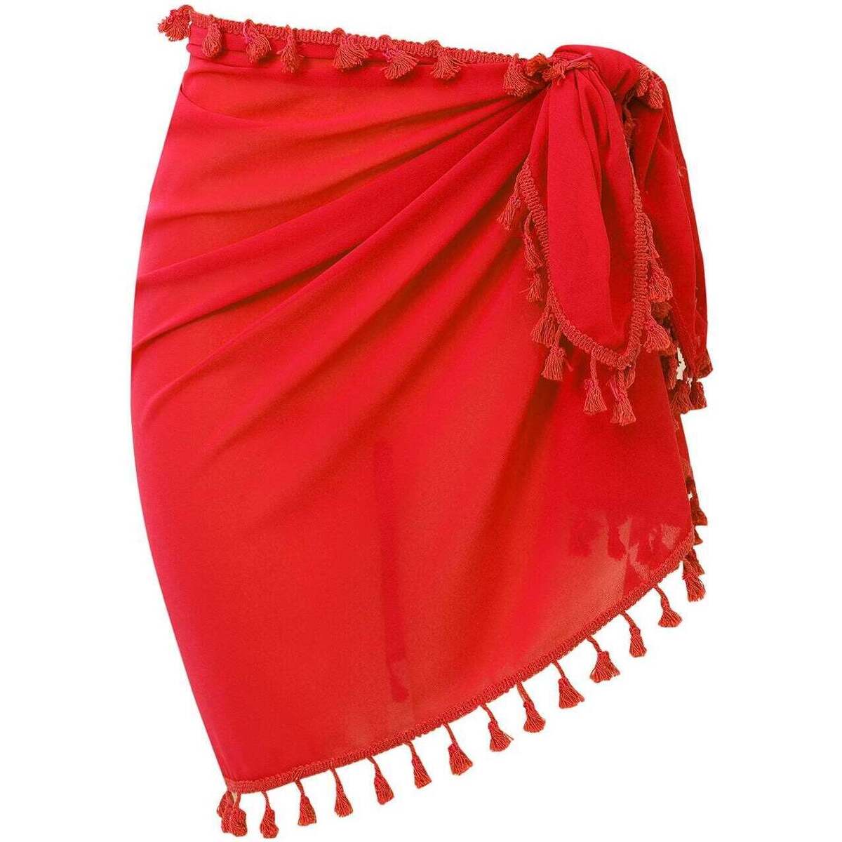 Vêtements Femme Paréos Alberto Cabale Paréo de plage FRINGES Rouge Rouge