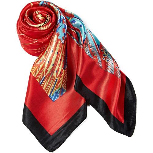 Accessoires textile Femme Echarpes / Etoles / Foulards Versace Carré Soie Feather Rouge Rouge
