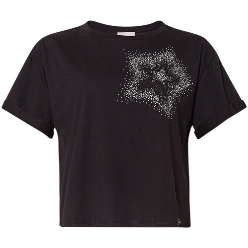 Vêtements Femme Oreillers / Traversins Liu Jo T-shirt avec étoile et strass Noir