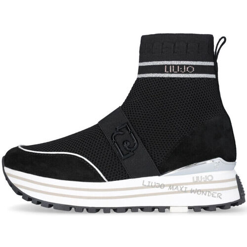 Chaussures Femme Baskets mode Liu Jo Sneakers chaussettes avec logo Noir