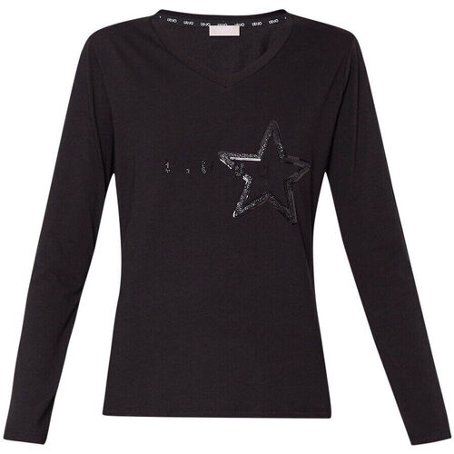 Vêtements Femme Oreillers / Traversins Liu Jo T-shirt avec étoile et logo Noir
