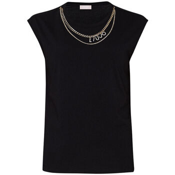 Vêtements Femme Oreillers / Traversins Liu Jo T-shirt avec chaîne et logo Noir