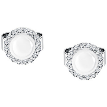 Cleor Boucles d'oreilles en argent 925/1000 et synthetic pearl Argenté