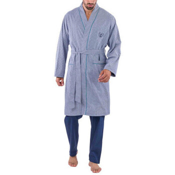 Vêtements Homme Pyjamas / Chemises de nuit Mariner Peignoir en pur popeline de coton doublée éponge Bleu