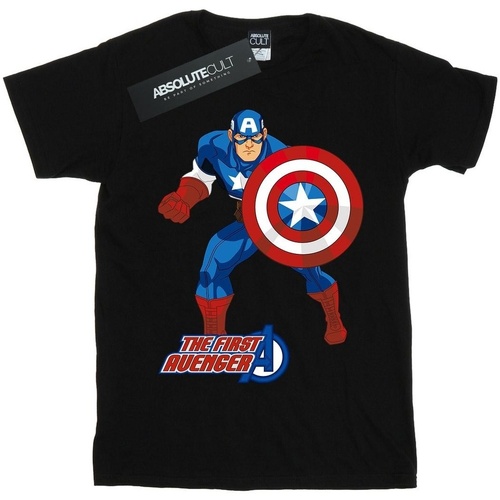 Vêtements T-shirts manches longues Captain America  Noir