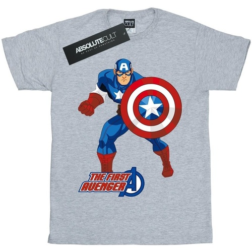 Vêtements T-shirts manches longues Captain America  Gris