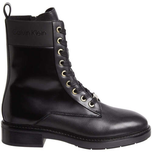 Chaussures Femme Black Flare Leggings Jeans sole combat boot wl Noir