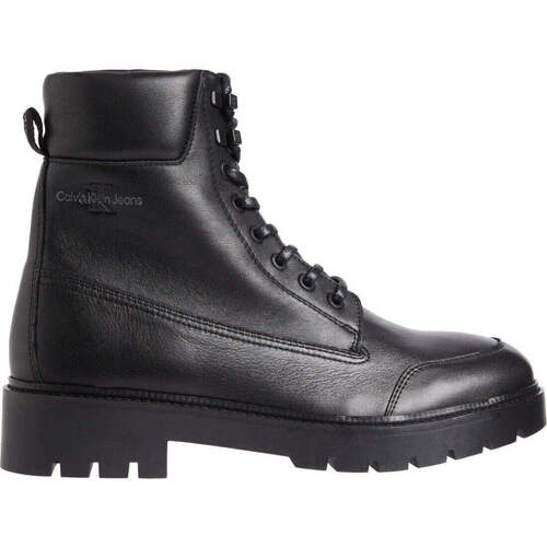 Chaussures Homme Boots Calvin Klein faux-leather JEANS combat laceup booties Noir