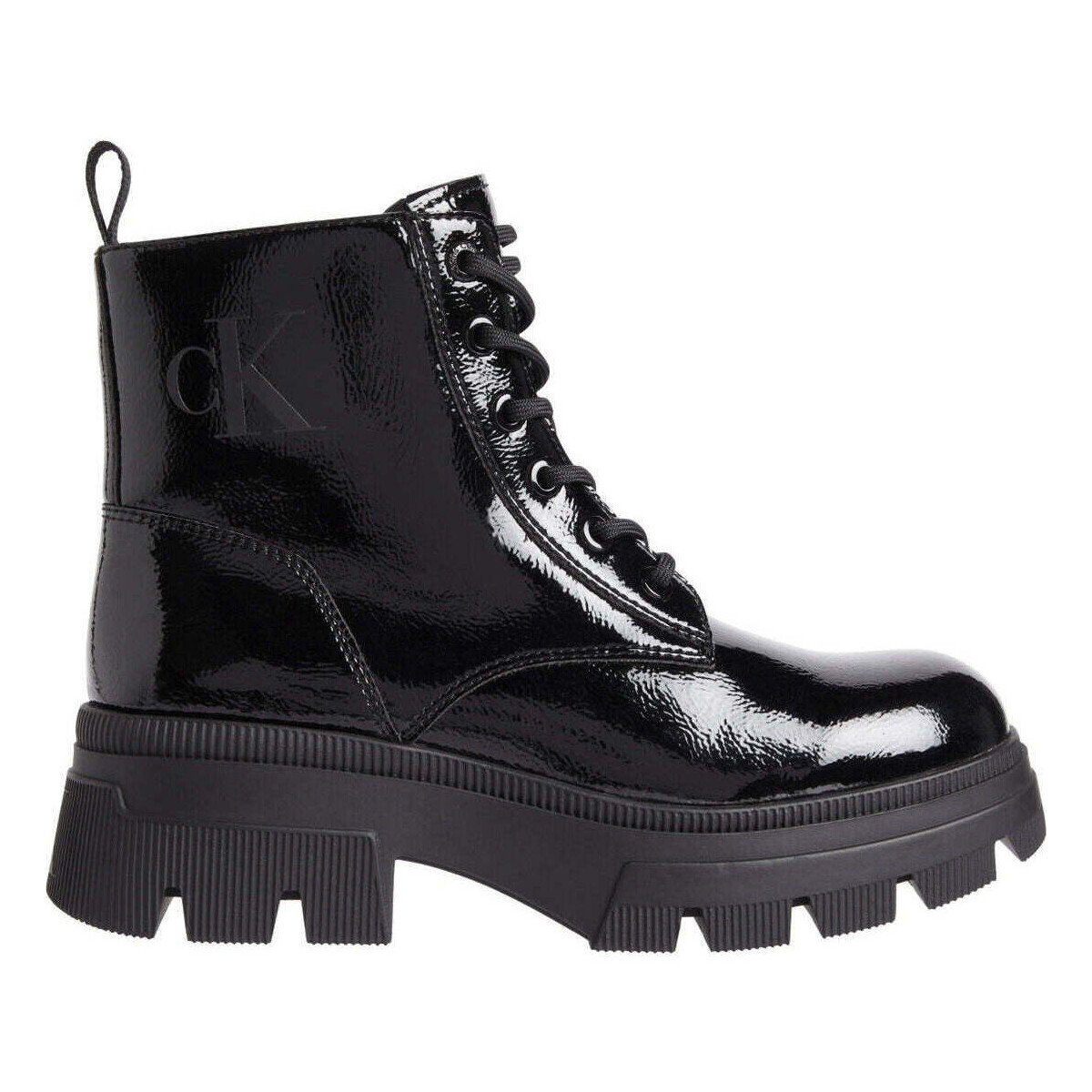 Chaussures Femme Bottines Calvin Klein Jeans chunky combat laceup boot triple black Noir