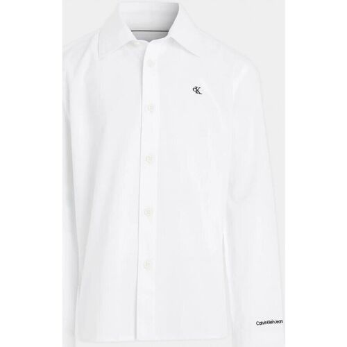 Vêtements Garçon Chemises manches longues Calvin Klein JEANS organic IB0IB01826-YAF BRIGHT WHITE Bleu