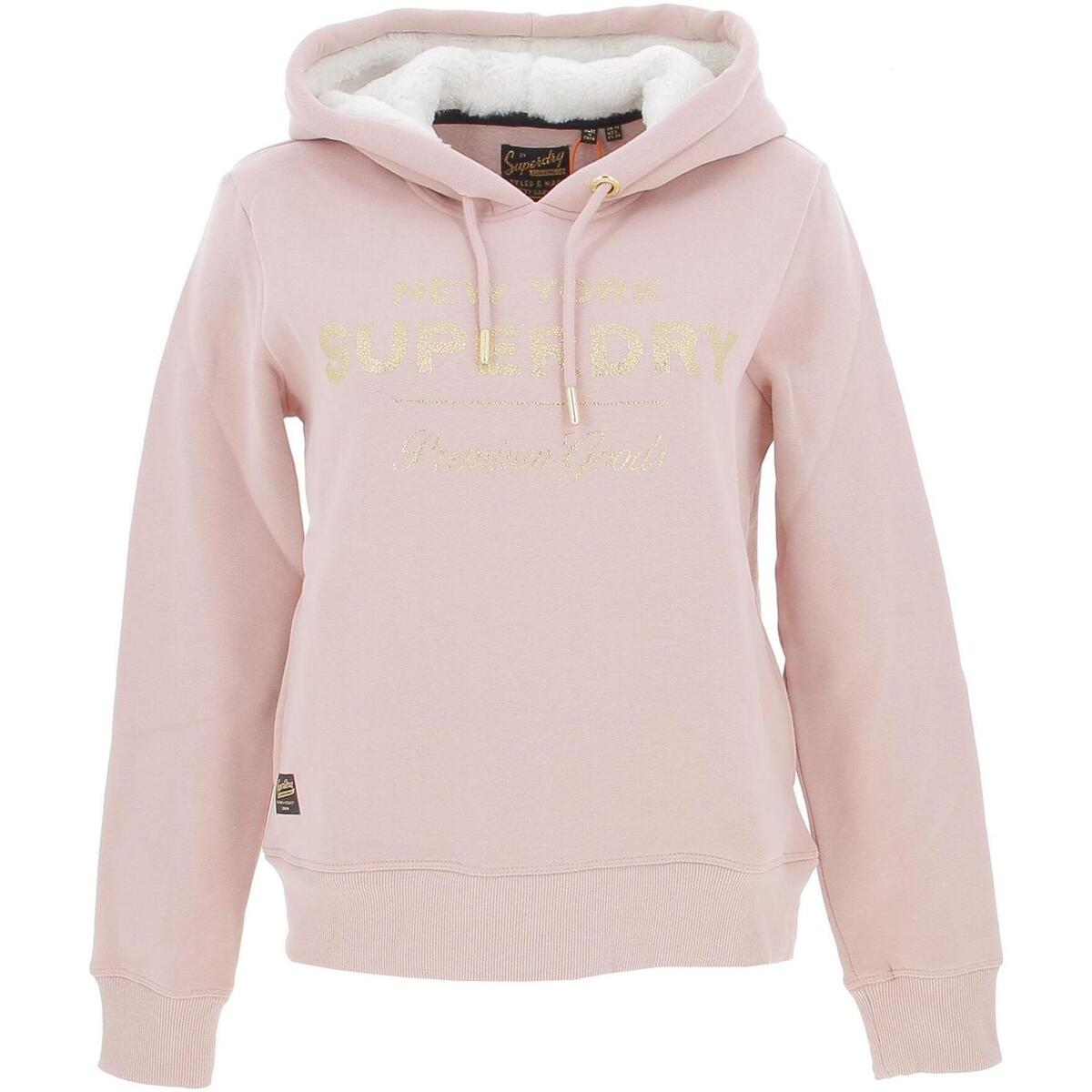Vêtements Femme Sweats Superdry Luxe metallic logo hoodie vint blush pink Rose