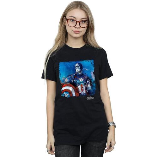 Vêtements Femme T-shirts manches longues Marvel Captain America Art Noir