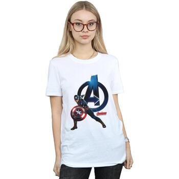 Vêtements Femme T-shirts manches longues Marvel Captain America Pose Blanc
